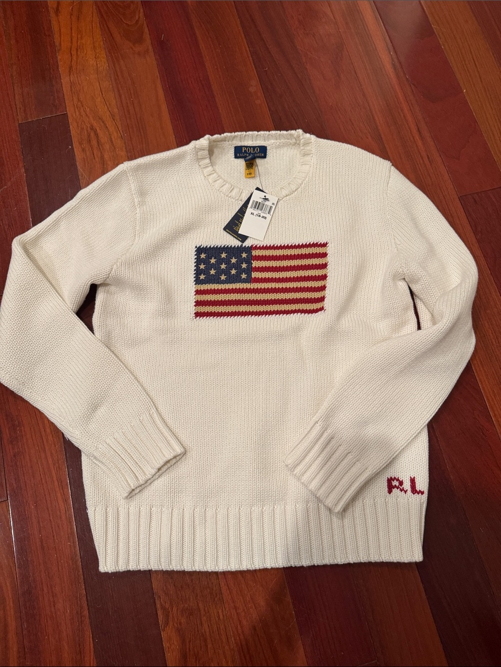 Polo Ralph Lauren NWT classic flag cotton sweater. Unisex Size 18-20